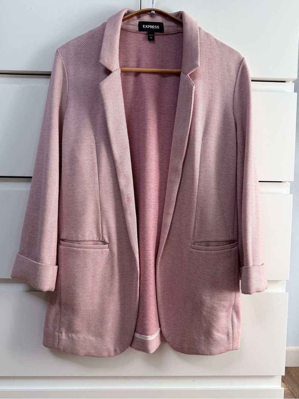 EXPRESS Women’s Pink Herringbone Blazer – Size XXS